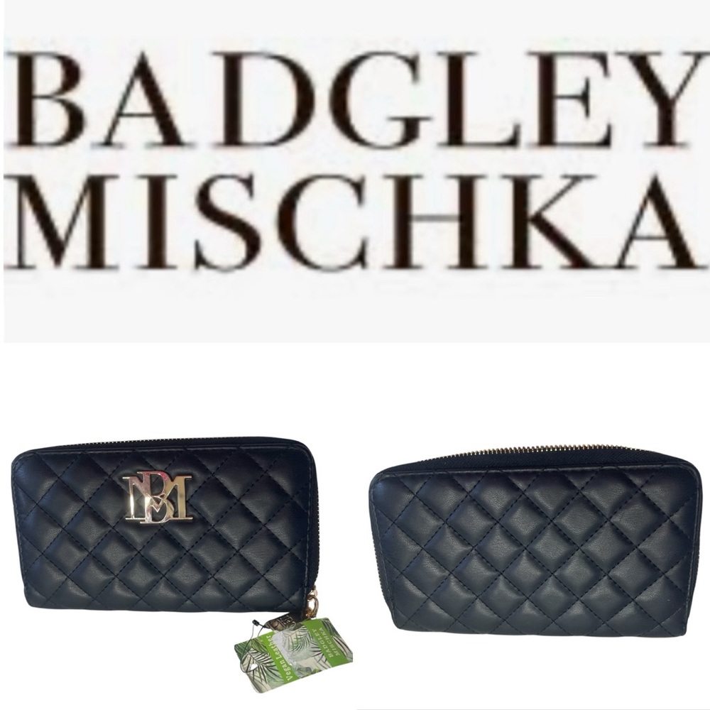 NWT Badgley Mischka Black Quilted Wallet